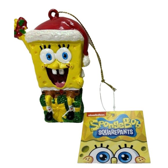 Spongebob Squarepants Gift Christmas Tree Ornament Hanging Santa Hat Yellow Toy - Picture 6 of 9
